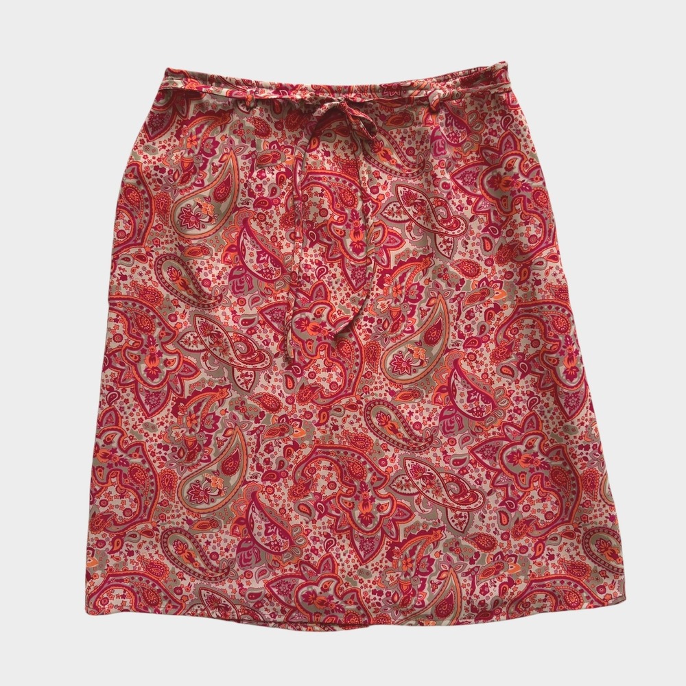 Apostrophe vintage Pink Orange Paisley A-Line cottagecore Skirt sz 8 10 Y2K boho